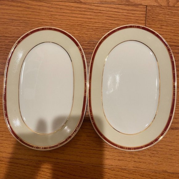 2 Vintage M. P. G. MPG German Porcelain Oval Serving Plates Platters - Picture 1 of 3
